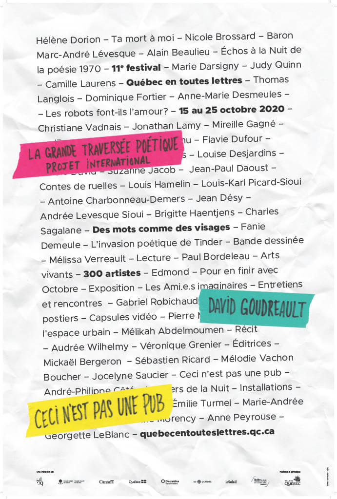 Affiche Québec en toutes lettres 2020